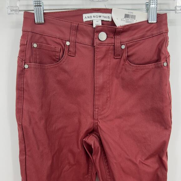 And Now This Red Burgundy Coated Skinny Glossy High Rise Jeans Size 24" New - Picture 3 of 8